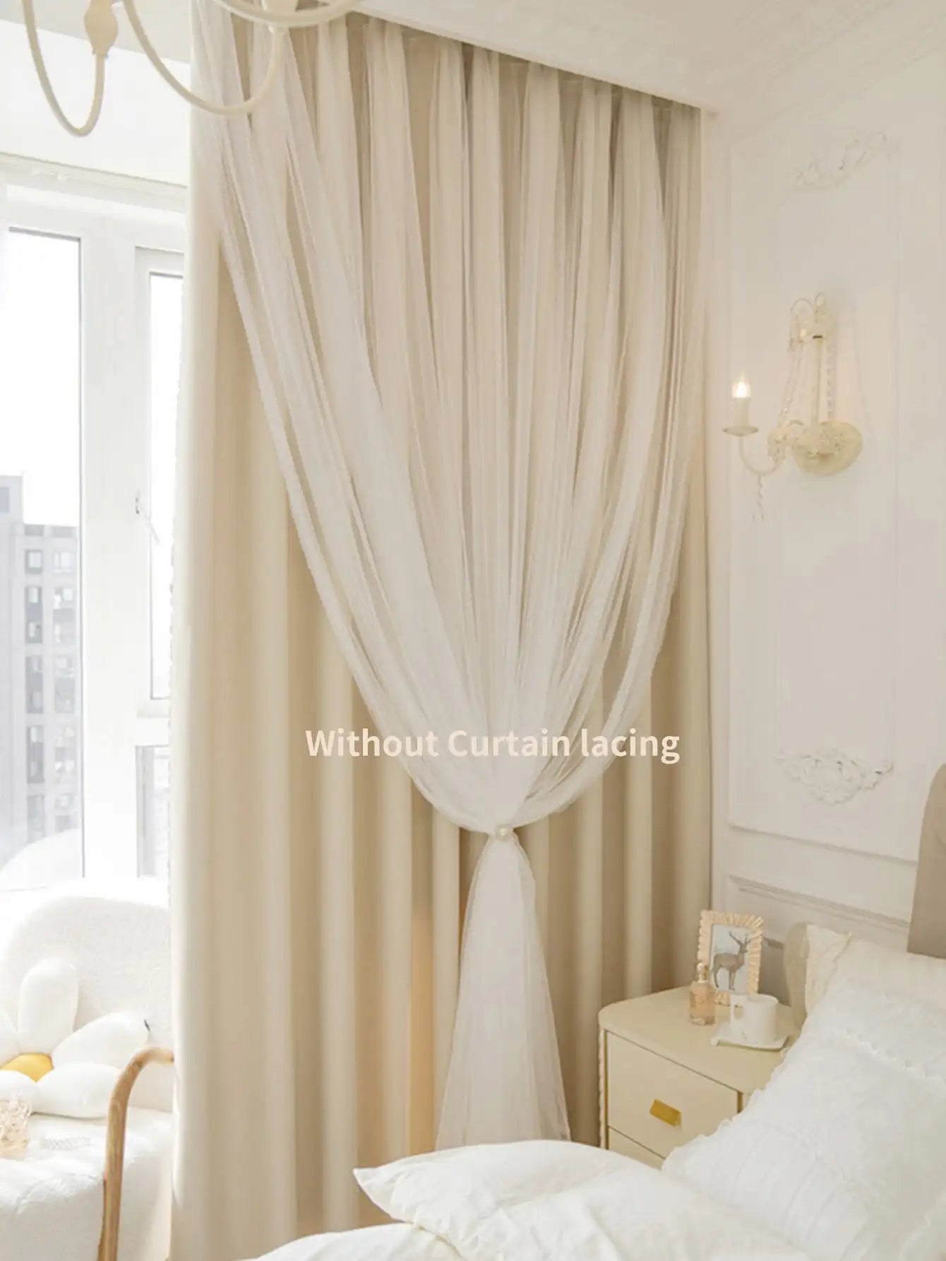 Double layered blackout curtains for girls, internet celebrity princess style ins, Nordic star fabric and gauze all in one
