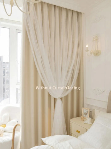 Double layered blackout curtains for girls, internet celebrity princess style ins, Nordic star fabric and gauze all in one