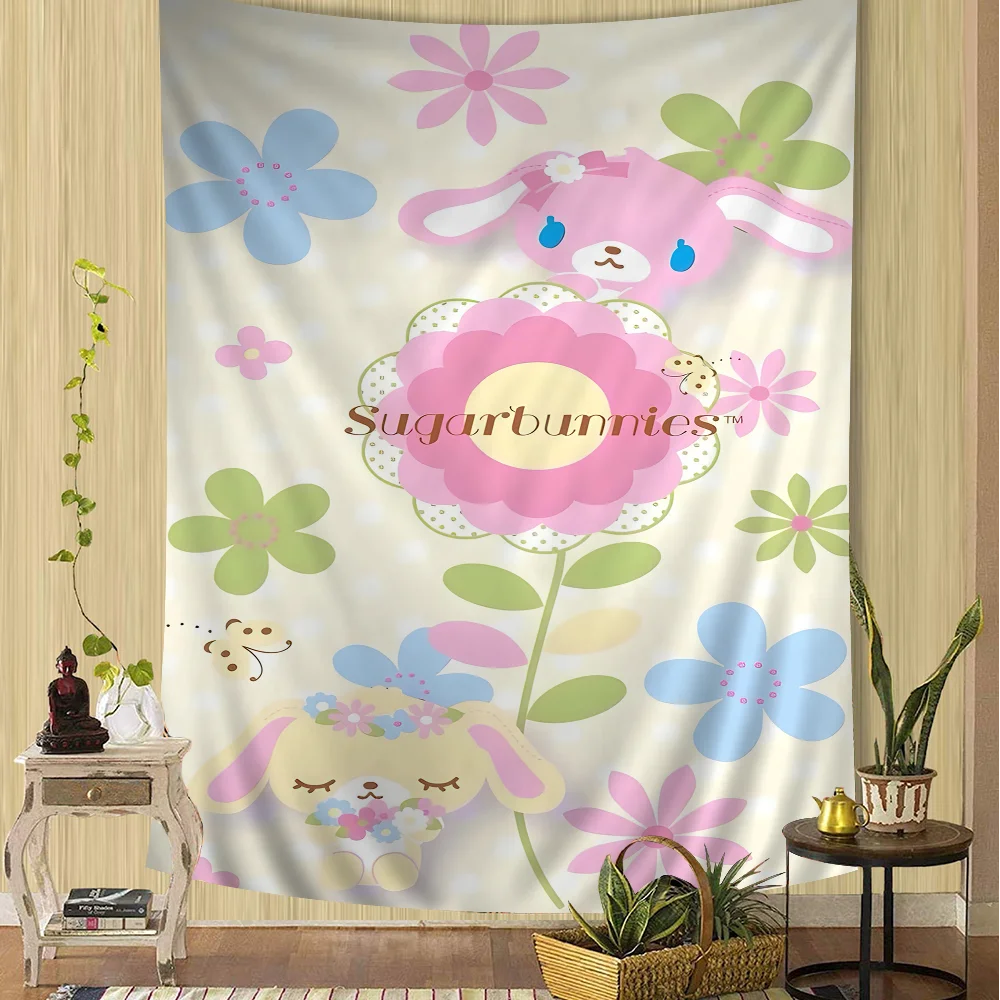 S_sugarbunnies Anime Kawaii Cartoon Tapestry Bohemian Wall Tapestries Mandala Wall Hanging Sheets