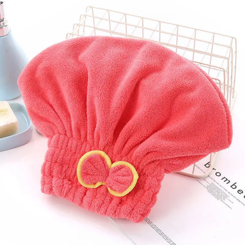 Quick Drying Hair Cap Women Bowtie Bathing Hat Microfiber Towel Superfiber Shower Cap For Spa Bathroom Accessories Shower Cap
