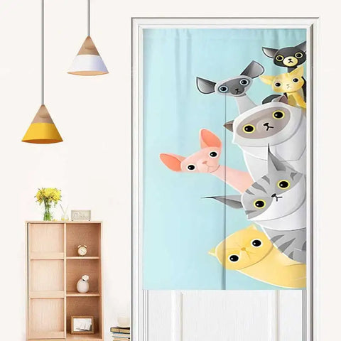 Cute Cartoon Animals Door Curtain Partition Curtains Doorway Bedroom Cafe Decor Half Curtain Kitchen Entrance Hanging Curtains