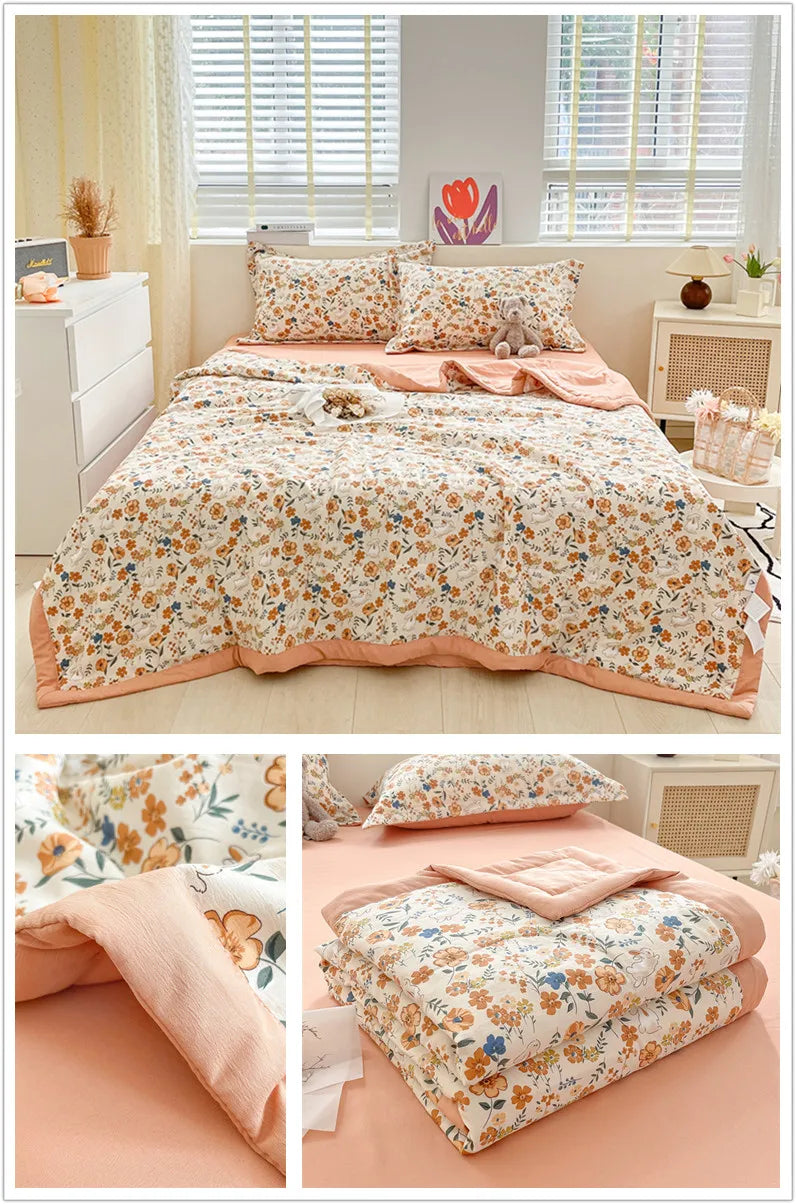 Printed Thin Duvet Skin-friendly Comforter 100x150cm for Kids Quilt Soft Bedspread Summer Blanket edredones (No Pillowcase)
