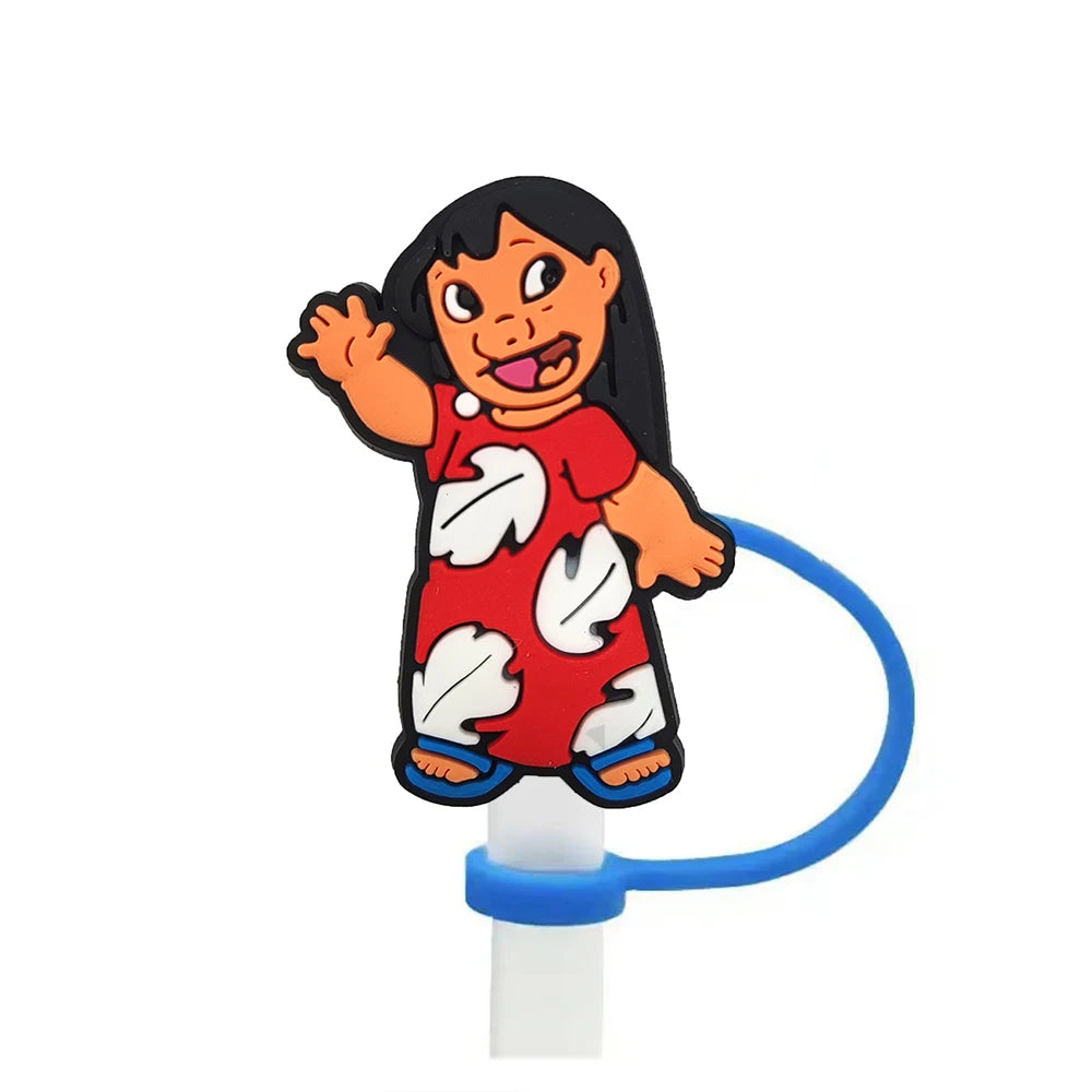 Disney Stitch Cartoon Silicone Straw Covers For Water Glass Bottle Drinking Dust Cap Straw Tip Cover Cup Accessories For 10mm