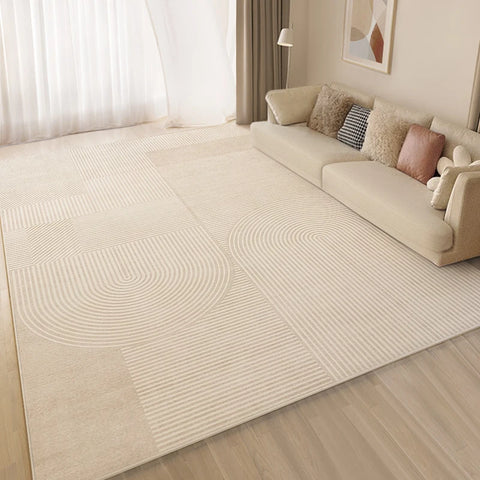 Checkered Pattern Short Pile Carpet, Beige Washable Carpet, Non-Slip Floor Mat for Living Room, Bedroom, Entrance and Kitchen