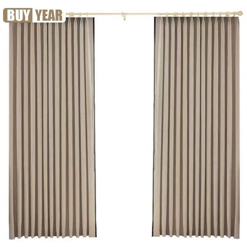 New Chinese Style Jacquard Chenille Thickened Blackout Retro Cotton and Linen Curtains for Living Dining Room Bedroom Custom