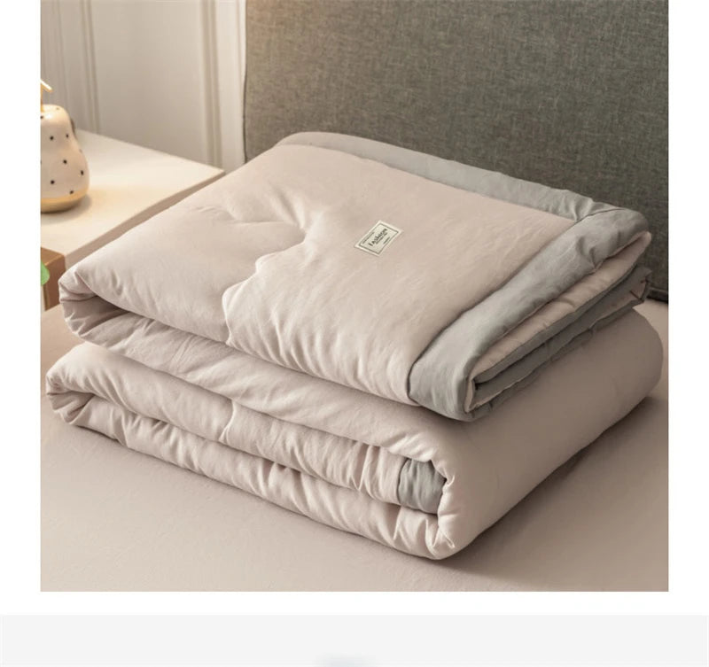 Japan Style Summer Quilt Soft Breathable Quilted Duvet Queen Skin Friendly WashableThin Comforter Lightweight Blanket 180x220