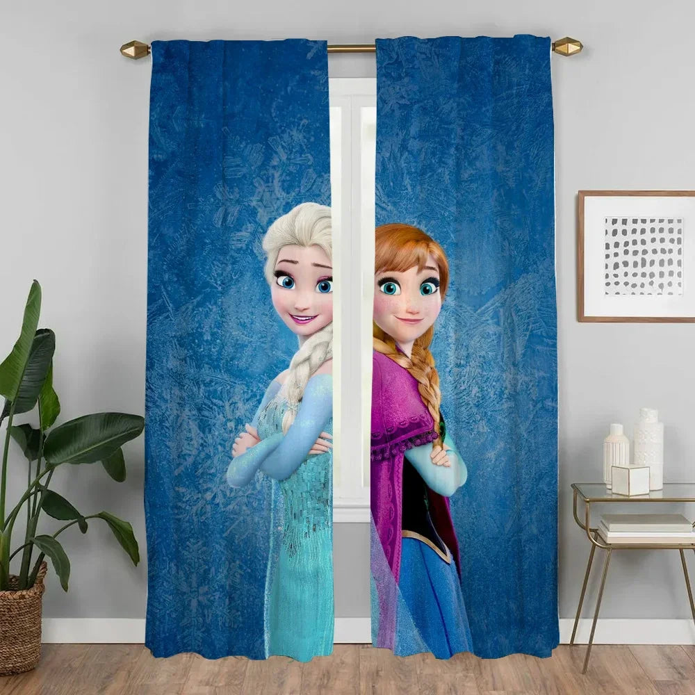 Tulle for Bedroom Frozen Blackout Curtain for Room 2 Panel Partition Curtains Child Room Home Interior Curtains Shades Living