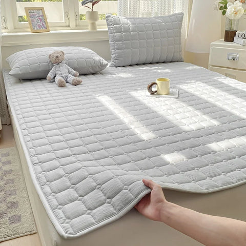 1/2/3-Pack Stripe Embossed Cotton Mattress Lightweight Breathable All-Season Machine Washable Ideal for Bedroom Or Guest Room