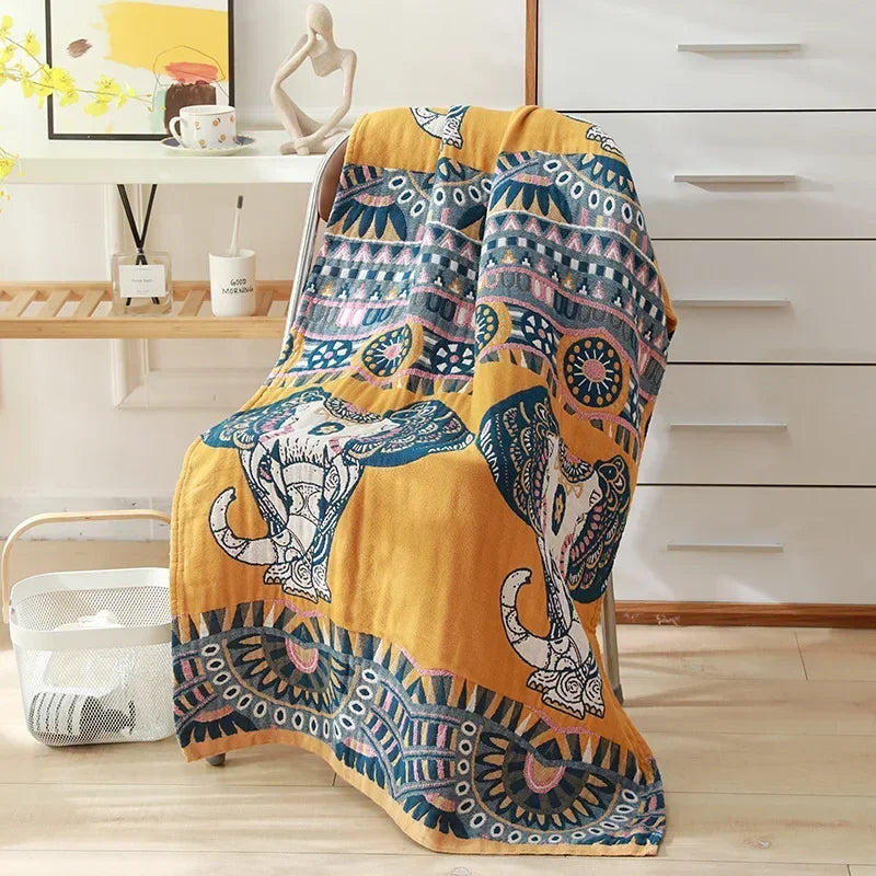 Nordic 21 Styles New Bohemian Floral Printing Adult Soft Absorbent Cotton Gauze Beach Bath Towel Bathroom Accessories 80×160CM