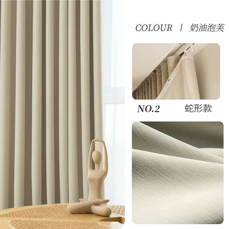 Custom Size S Wave Fold Curtains for Living Dining Room Modern Thick Chenille Blackout Bedroom White Tulle Window Decor Fashion