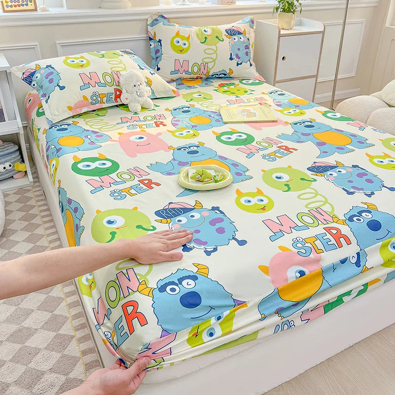 Bedspreads Cartoon Kids Bedding Fitted Sheet Elastic Band Around Mattress Cover Single King Size Sabanas Bed Cover Bed Sheets