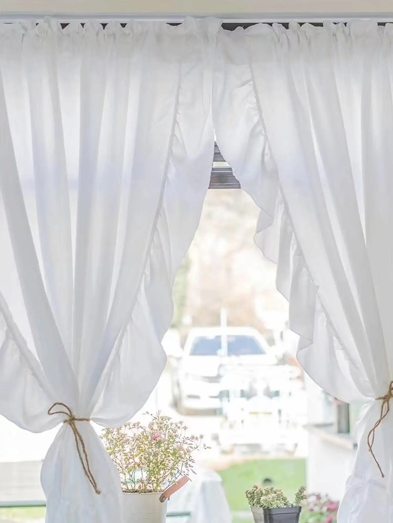White Half-Curtain Mini for Bedroom Kitchen Door Drape Cafe Window Panel Sheer Tulle Curtain 1 Pcs