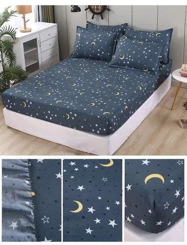 Solstice Kids Dinosaur Bed Sheet Set - Cartoon Printed Draps De Lit With Pillowcase, Elastic Fitted (Single/Twin, 100% Cotton)