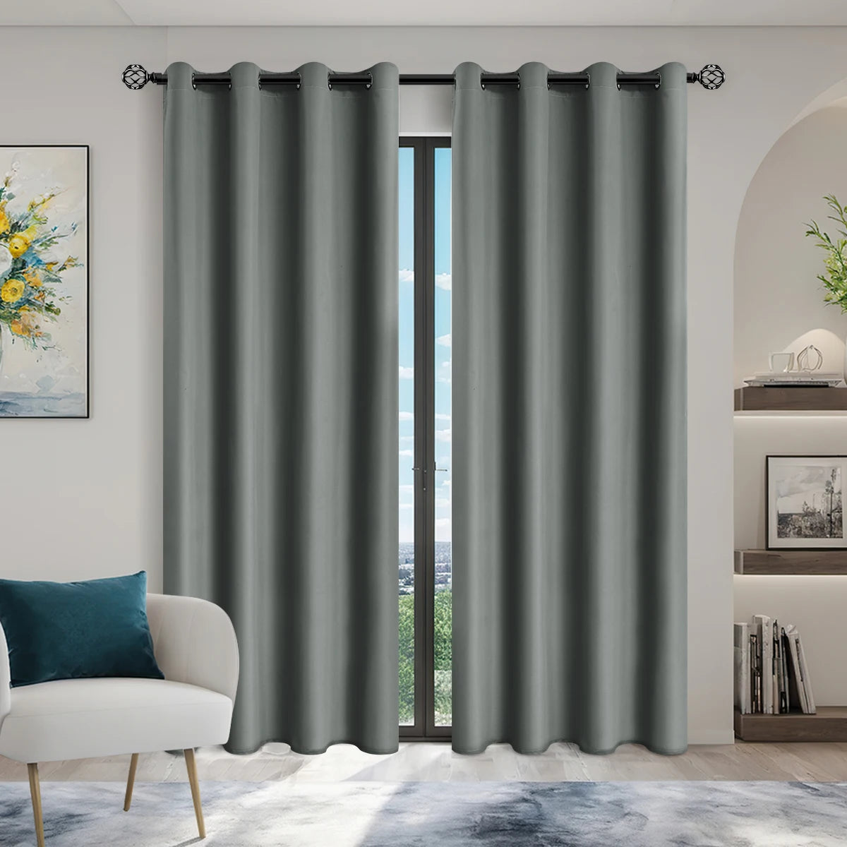 2pcs 100% Blackout Curtains, Thermal Insulated Window Drapes, Window Curtains for Bedroom Living Room, Home Decoration