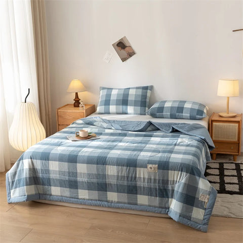 Summer 100% Cotton Thin Quilt Comforter Soft Air Conditioning All Season Quilt/Duvet/Blanket Lightweight Bed Cover Soft Bedding