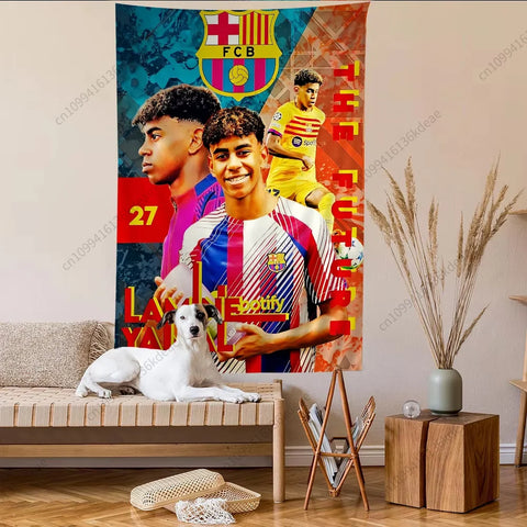 Wall Tapestry Decor L-Lamine Football Star Y-Yamal Anime Tapestry Flags Bedroom Dorm Wall Hanging Background Cloth Festival Gift