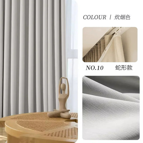 Custom Size S Wave Fold Curtains for Living Dining Room Modern Thick Chenille Blackout Bedroom White Tulle Window Decor Fashion
