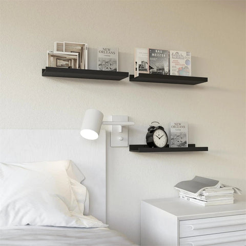 Set of 3 Floating Shelves for Wall Living Room Decor Wall Mounted Shelves with Lip for Display Picture Ledge Shelf for Bedroom