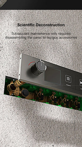 Luxury Brass Ceiling Mount Thermostatic LED digital display Shower Set System Bluetooth Music Rain Shower Head Bathroom Faucet