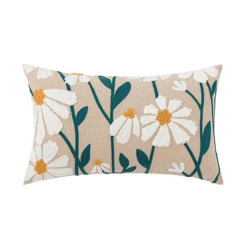 наволочки новог Cushion Cover Daisy Yellow Floral Geometric 45x45/30x50cm Blue Embroidery Soft Cozy Pillow Cover for Living Room