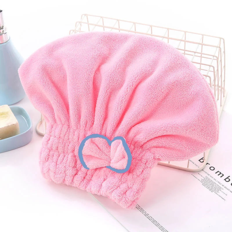 Quick Drying Hair Cap Women Bowtie Bathing Hat Microfiber Towel Superfiber Shower Cap For Spa Bathroom Accessories Shower Cap