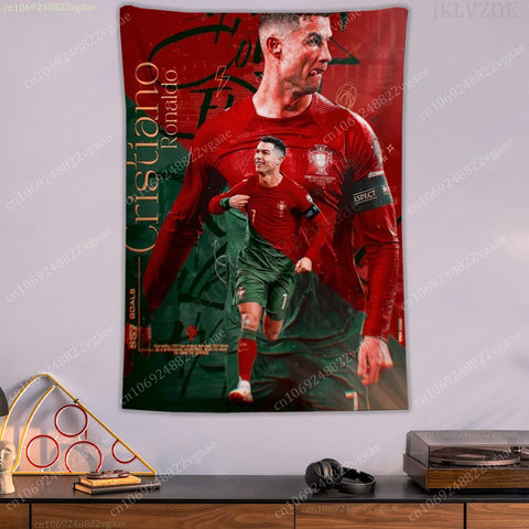 2025 Ronaldo Tapestry Man Portugal Posters Football Wall Tapestries For Bedroom Decoration Aesthetic Tapices Flag Wallpaper