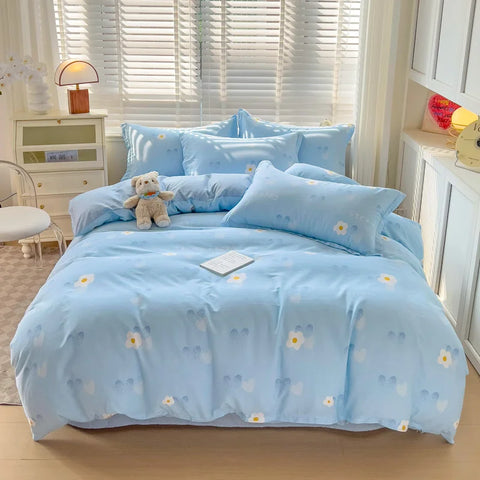 Cute Bear Duvet Cover Set for Teens, 3-Pieces Set 100%Cotton Comforter Cover with Pillow Shams, Soft Comfortable Kids Bedding