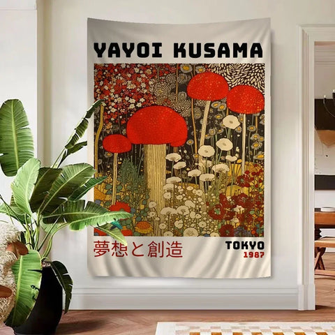 Abstract Yayoi Kusama Anime Tapestry Hanging Tarot Hippie Wall Rugs Dorm Home Decor