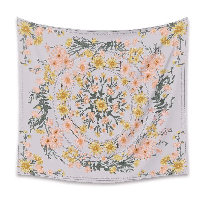 Macrame Wall Decor Tapestry Mandala Flower Psychedelic Bohemian Wall Hanging Home Living Room Dorm Bedroom Decor Aesthetic Tapiz