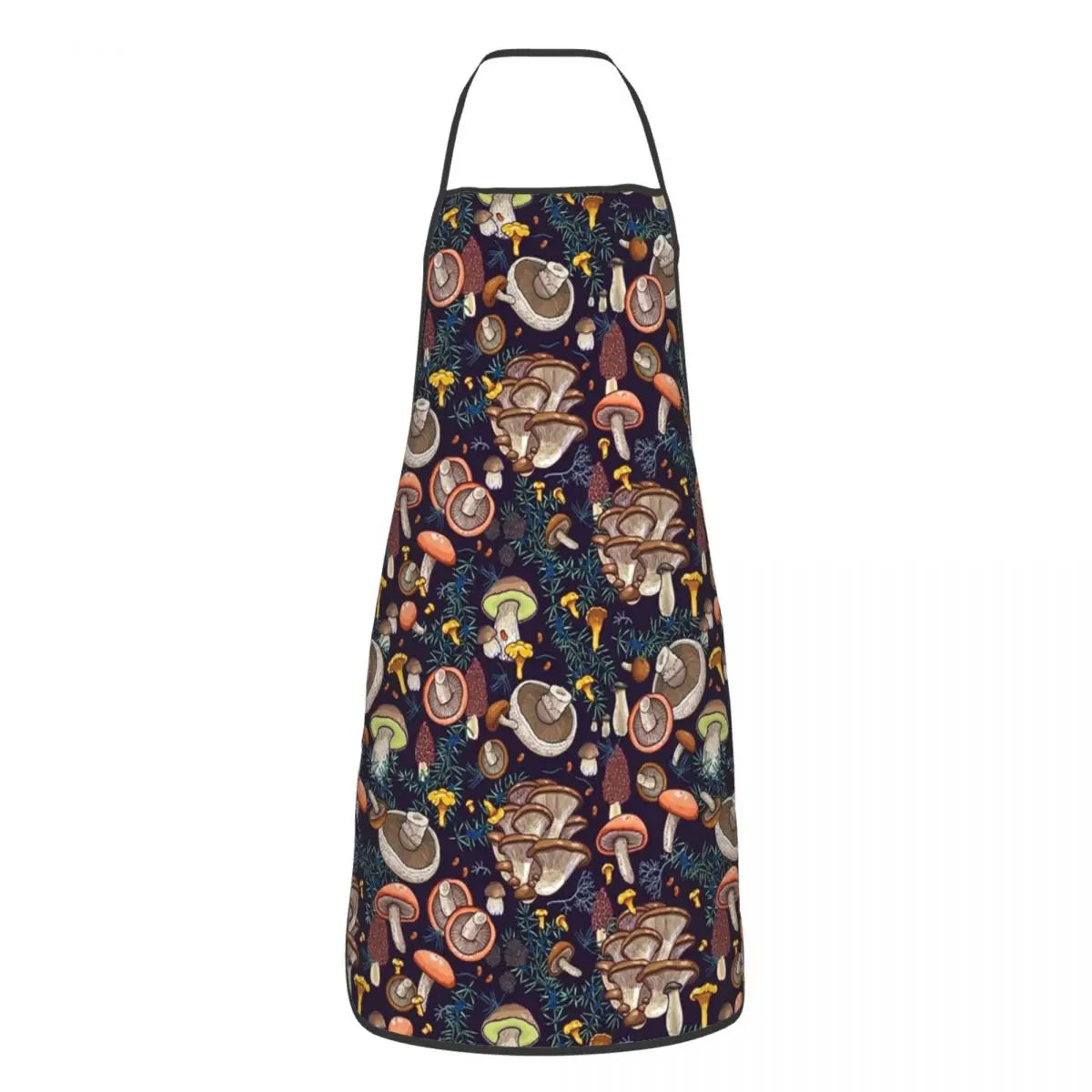 Unisex Vintage Night Mushrooms Apron Adult Women Men Chef Tablier Cuisine for Cooking Kitchen Botanical Forest Garden Painting