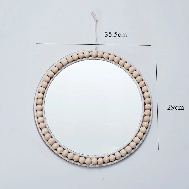 Rattan Handicrafts Decorative Round Mirror Makeup Mirror Bed and Breakfast Living Room Entrance Wall Wall Decorative Mirrors