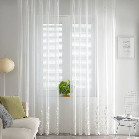 Embroidery Tulle Curtain For Living Room Modern Flower Sheer Voile Drapes For Bedroom Cortinas