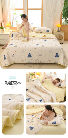 New Floral Print Spring Summer Quilt Soft Comfortable Quilted Quilts Single Double Blanket for Bed Comforter Knitted Thin Duvet