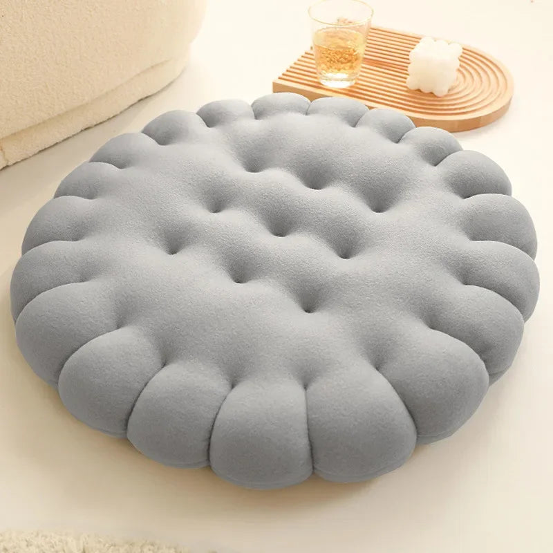 40*40CM Cookie Shaped Meditation Cushion Plush Fluffy Chair Cushion Machine Washable Student Seat Cushion Living Room Decoration