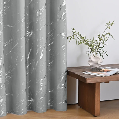 1pc/2pcs 100% Blackout Curtains, Luxury Marble and Wave Pattern Privacy Curtain for Living Room, Bedroom, Home Decor Grommet Top