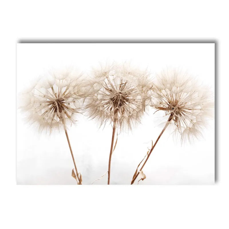 Nordic Beige Dandelion Painting Poster Reed Canvas Art Print Flower Posters Bunny Tail Grass Wall Art Picture Living Room Decor