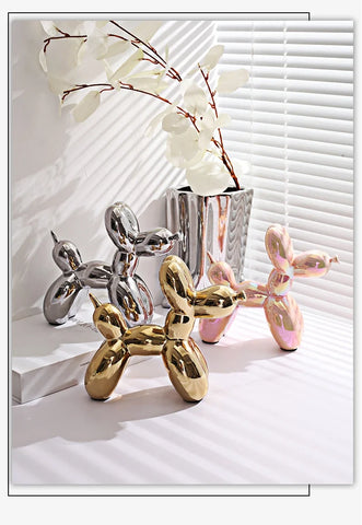 11/21CM Mini Ceramic Balloon Dog Sculpture Abstract Ornament Study Room Statue Home Office Accessories Festival Decoration ﻿