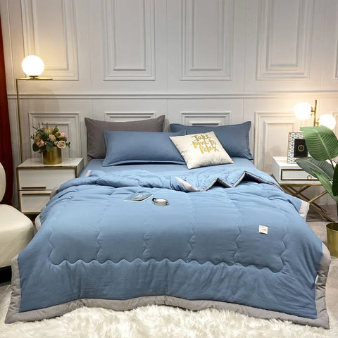 Japan Style Summer Quilt Soft Breathable Quilted Duvet Queen Skin Friendly WashableThin Comforter Lightweight Blanket 180x220