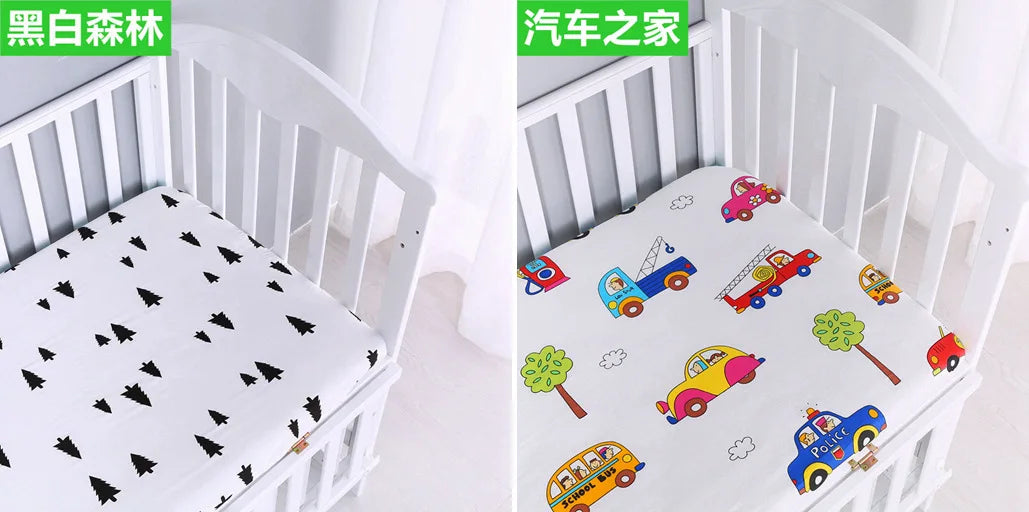 51x28inch(130x70 cm) Newborn Baby Fitted Crib Sheets Cartoon Print Bed Sheet Baby Bed Mattress Covers for Unisex Baby Boys Girls