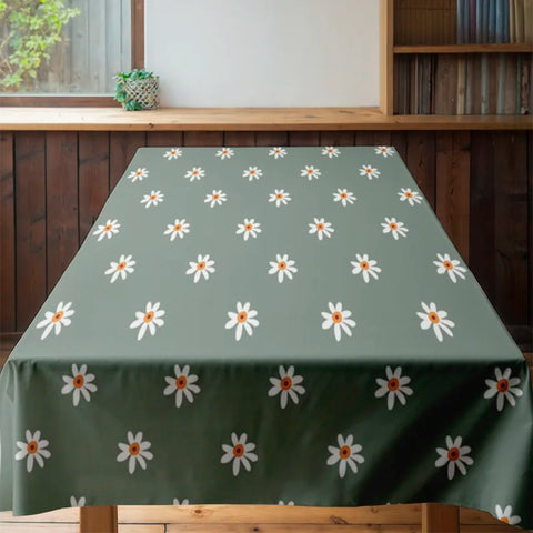 Green Floral Tablecloth Decoration Modern Dining Room Linens Home Decor for Kitchen Living Area