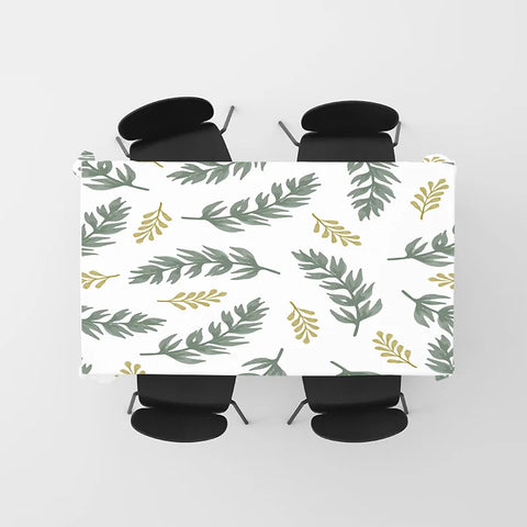 Green Leaves Tablecloth Floral Design Kitchen Decoration Set for 4 People Decorative Home Textiles Easy Washable Dining Linen Cl