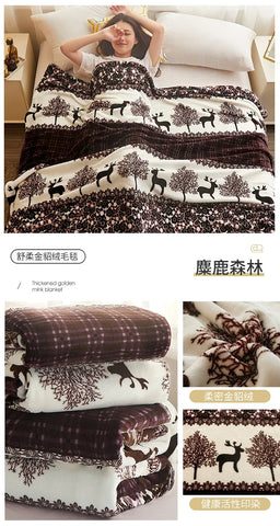 Thin Blanket for Summer Soft Coral Fleece Flannel Blanket for Beds Flower Printed Plaids for Bed Single/Queen/King Size Blanket