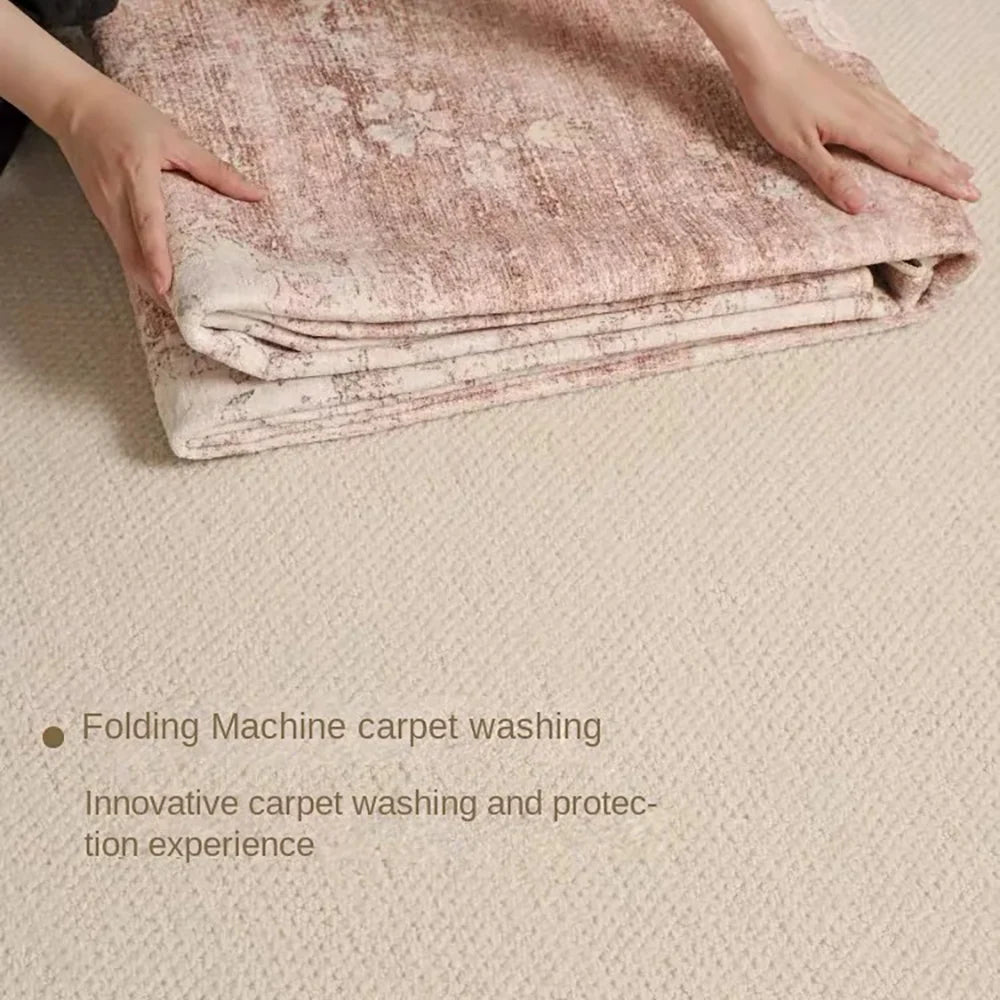 VIKAMA Bohemian Faux Wool Rug - Ultra-Thin, Stain-Resistant,Non-Slip Carpet for Study Room & Living Room,Soft Floor Mat Home Dec