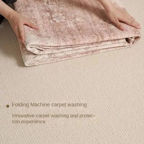 VIKAMA Bohemian Faux Wool Rug - Ultra-Thin, Stain-Resistant,Non-Slip Carpet for Study Room & Living Room,Soft Floor Mat Home Dec