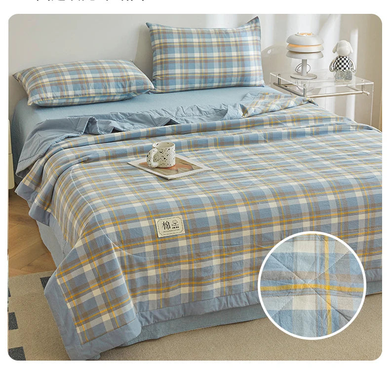 All cotton Air conditioning quilted quilt core summer washable comforter Simple Plaid soft duvet of single twin full queen size