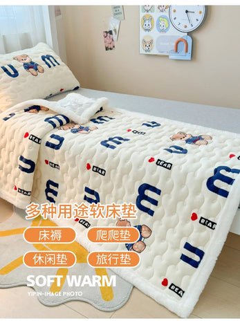 Winter Thicken Warm Mattress Toppers Fleece Bedspread Soft Folding Thin Tatami Mat Student Dormitory Bed Sheet Mattress Cover