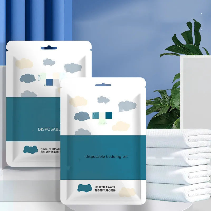 3 / 4-Piece Thickened Disposable Bed Sets Duvet Cover Non-Woven Dirty Proof Portable Bedding Set Travel Hotel Isolation Sheets