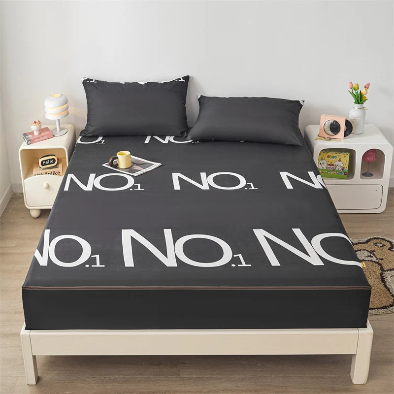 Printing Waterproof Mattress Cover With Zipper Queen Twin Bed Fitted Sheet 6 Sides Removable Inclusive Mattress Protector Pad