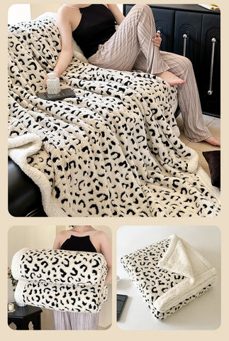 Double Layer Fleece Blanket Autumn Winter Thick Warm Office Nap Throw Blankets for Sofa Bed Single Double Soft Plush Comforter