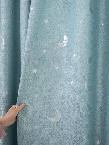 Children's Room Bedroom Star Shading Modern Minimalist Blue Curtains